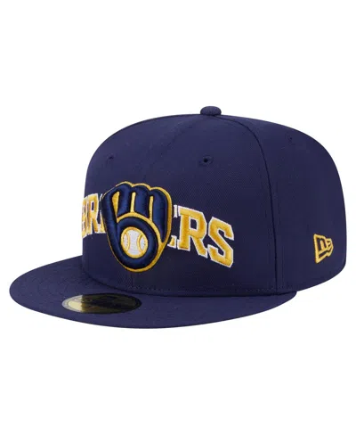 New Era Men's Navy Milwaukee Brewers Overlap 59fifty Hat ModeSens