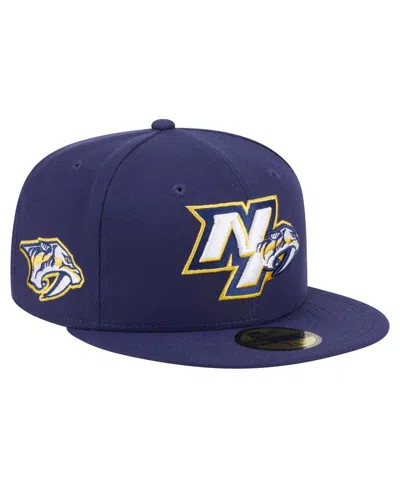 New Era Men's Navy Nashville Predators Deceptor 59fifty Fitted Hat In Blue