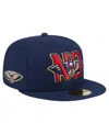 New Era Men's Navy New Orleans Pelicans Deceptor 59fifty Fitted Hat In Blue