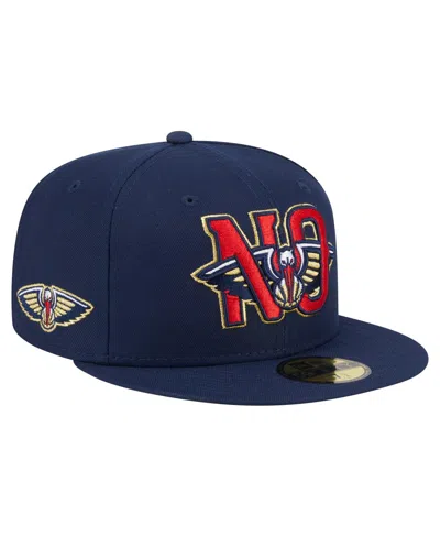 New Era Men's Navy New Orleans Pelicans Deceptor 59fifty Fitted Hat In Blue