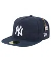 New Era Men's Navy New York Yankees Championship Side Flag A-frame 59fifty Fitted Hat In Navy