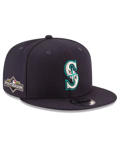New Era Men's Navy Seattle Mariners 2025 Mlb Postseason Side Patch 9fifty Snapback Hat In Brown