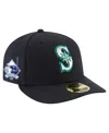 New Era Men's Navy Seattle Mariners Number Retirement Low Profile 59fifty Fitted Hat In Black