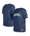 New Era Men's Navy Seattle Mariners Throwback Pinstripe T-shirt In Blue