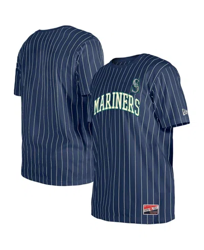New Era Men's Navy Seattle Mariners Throwback Pinstripe T-shirt In Blue
