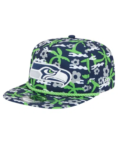 New Era Men's Navy Seattle Seahawks Wakey Wakey Golfer Snapback Hat In Blue