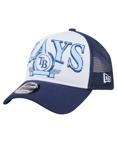 New Era Men's Navy Tampa Bay Rays Distressed 9forty A-frame Adjustable Trucker Hat