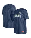 New Era Men's Navy Tampa Bay Rays Throwback Pinstripe T-shirt In Blue