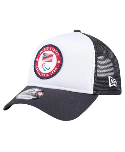 New Era Men's Navy U.s. Paralympics Color Block A-frame Trucker 9forty Adjustable Hat