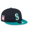 New Era Men's Navy/aqua Seattle Mariners Baseball Hall Of Fame Retro Crown 9fifty Adjustable Hat