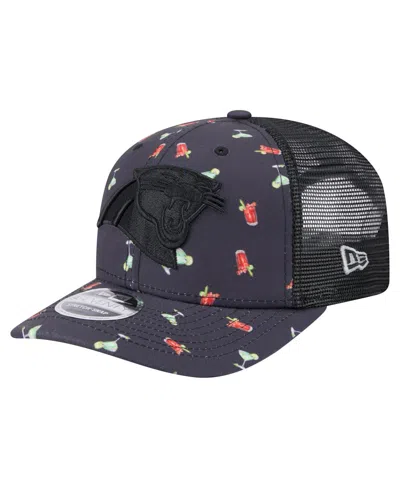 New Era Men's Navy/black Carolina Panthers Adventure Drinks Pattern 9seventy Stretch Snap Hat