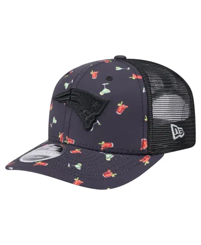 New Era Men's Navy/black New England Patriots Adventure Drinks Pattern 9seventy Stretch-snap Hat