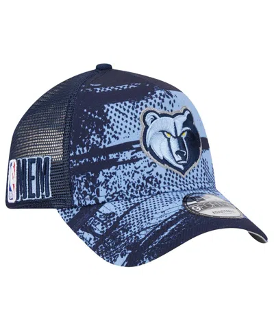 New Era Men's Navy/light Blue Memphis Grizzlies Tip Off A-frame Trucker 9forty Adjustable Hat In Navy,light Blue