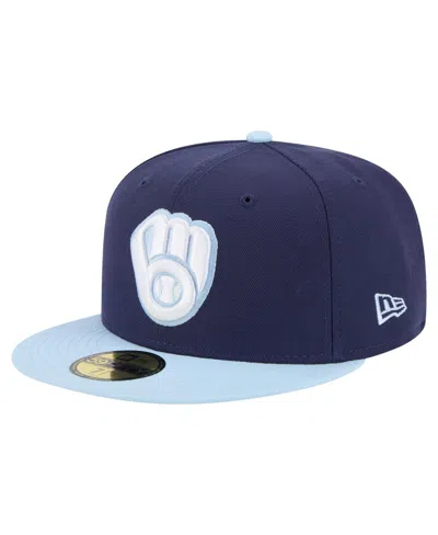 New Era Men's Navy/light Blue Milwaukee Brewers Color Pack 2-tone 59fifty Fitted Hat