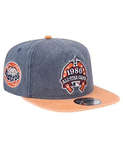 New Era Men's Navy/orange Houston Astros 1986 Mlb All-star Game Pigment Dye Golfer Snapback Hat In Navy,orange