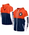 New Era Men's Navy/orange Houston Astros Color Block Full-zip Hoodie Windbreaker Jacket In Multi