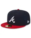 New Era Atlanta Braves Authentic Collection 59fifty Fitted Cap In Navy,red