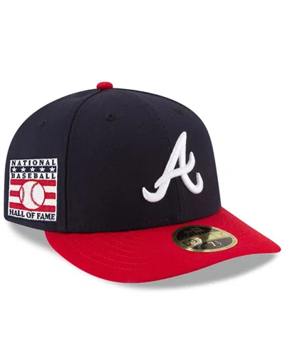 New Era Men's Navy/red Atlanta Braves National Baseball Hall Of Fame Low Profile 59fifty Fitted Hat In Navy,red