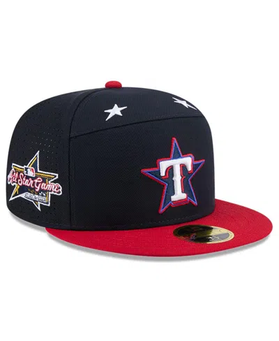 New Era Men's Navy/red Texas Rangers 2025 Mlb All-star Game Workout Side Patch 59fifty Fitted Hat In Blue