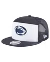 New Era Men's Navy/white Penn State Nittany Lions Outdoor Wide Panel 9fifty Snapback Trucker Hat In Gray