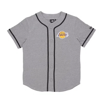 New Era Men's Nba Baseball Jersey Loslak Heather Grey/authentic Gold Buttons Jacket In Gray