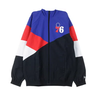 New Era Men's Nba Color Block Windbreaker Phi76e In Navy/original Team Colors