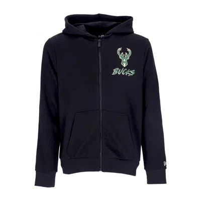 New Era Men's Nba Script Full Zip Hoodie Milbuc Black In Blue