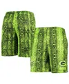 New Era Men's Neon Green Bay Packers Summer Pop Shorts In Gray
