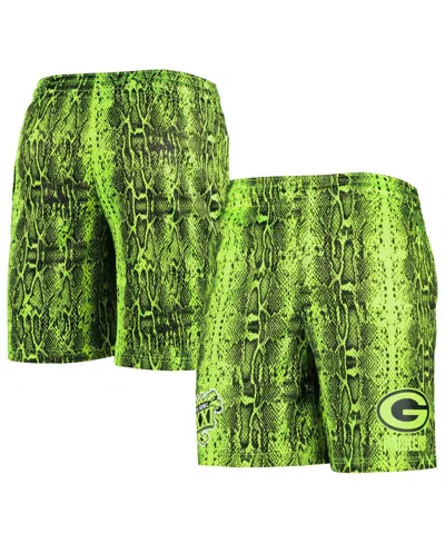 New Era Men's Neon Green Bay Packers Summer Pop Shorts In Gray