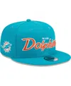 New Era Men's  Aqua Miami Dolphins Main Script 9fifty Snapback Hat In Aqua