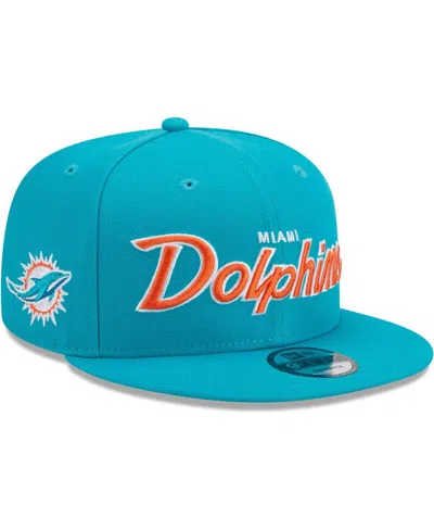 New Era Men's  Aqua Miami Dolphins Main Script 9fifty Snapback Hat
