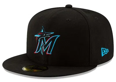 Pre-owned New Era Men's  Authentic Collection Miami Marlins Onfield Game 59fifty Fitted Hat In Black