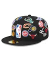 NEW ERA MEN'S NEW ERA BLACK 2024 NBA ALL-STAR GAME ALLOVER LOGOS 59FIFTY FITTED HAT