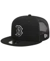 New Era Men's  Black Boston Red Sox Trucker 9fifty Snapback Hat In Black