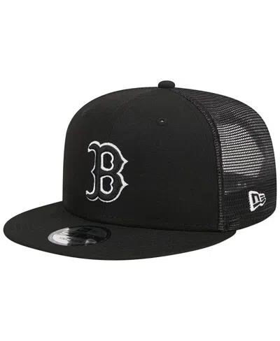 New Era Men's  Black Boston Red Sox Trucker 9fifty Snapback Hat
