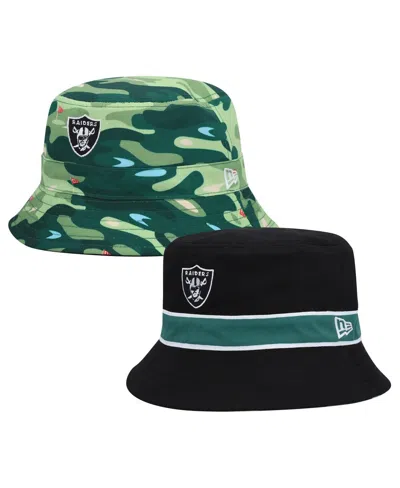 New Era Men's  Black, Camo Las Vegas Raiders Reversible Bucket Hat In Black,camo