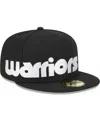 NEW ERA MEN'S NEW ERA BLACK GOLDEN STATE WARRIORS CHECKERBOARD UV 59FIFTY FITTED HAT