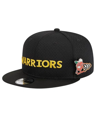 New Era Men's  Black Golden State Warriors Post-up Pin Mesh 9fifty Snapback Hat