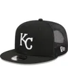NEW ERA MEN'S NEW ERA BLACK KANSAS CITY ROYALS TRUCKER 9FIFTY SNAPBACK HAT