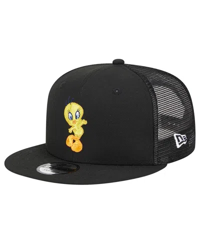 New Era Men's  Black Looney Tunes Tweety Trucker 9fifty Snapback Hat