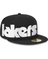 NEW ERA MEN'S NEW ERA BLACK LOS ANGELES LAKERS CHECKERBOARD UV 59FIFTY FITTED HAT