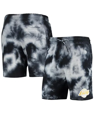 New Era Men's  Black Los Angeles Lakers Fleece Tie-dye Shorts