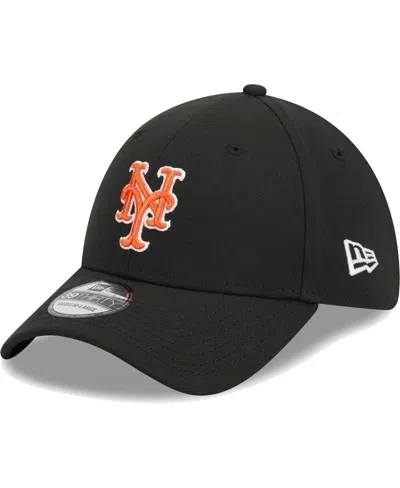 New Era Men's  Black New York Mets Logo 39thirty Flex Hat