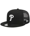 New Era Men's Black Philadelphia Phillies Tone Foam Meshback Golfer Snapback Hat In Black