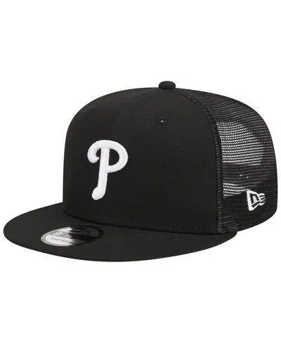 New Era Men's Black Philadelphia Phillies Tone Foam Meshback Golfer Snapback Hat