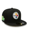 New Era Men's  Black Pittsburgh Steelers Super Bowl Xl Citrus Pop 59fifty Fitted Hat In Black