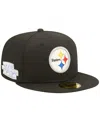 New Era Men's  Black Pittsburgh Steelers Super Bowl Xl Pink Pop Sweat 59fifty Fitted Hat In Black