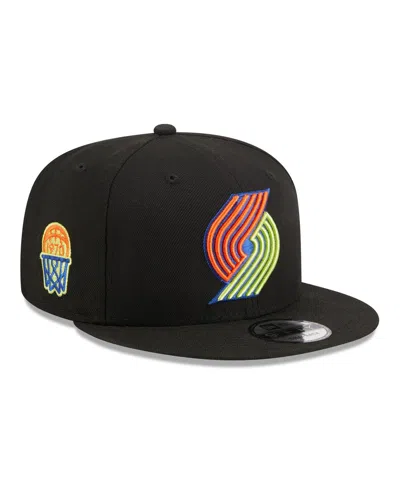 New Era Men's  Black Portland Trail Blazers Neon Pop 9fifty Snapback Hat