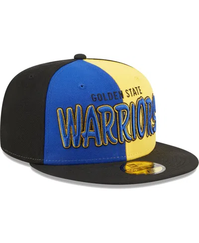 New Era Men's  Black, Royal Golden State Warriors Pop Front 59fifty Fitted Hat In Black,royal