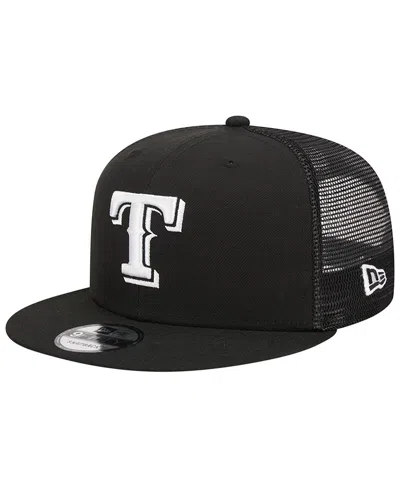 New Era Men's  Black Texas Rangers Trucker 9fifty Snapback Hat